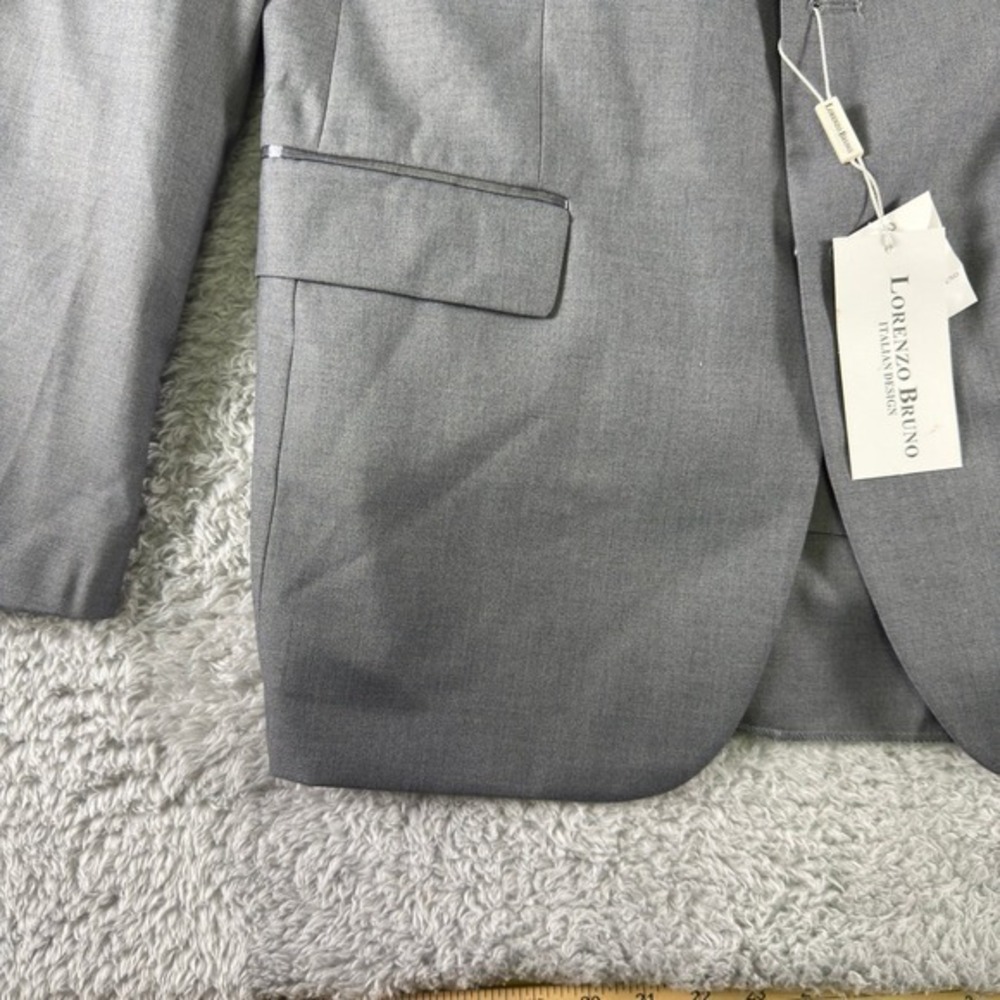 Lorenzo Bruno Mens Grey Tuxedo Suit 2pc Peak Lapel YM62N 42L 36W New - Picture 4 of 16